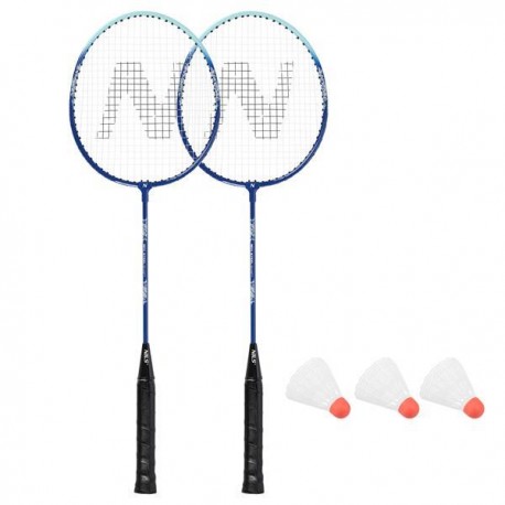 NRZ210 ALUMINIUM-BADMINTONSCHLÄGER-SET + 3 FEDERBÄLLE + TASCHE 1/2 NILS