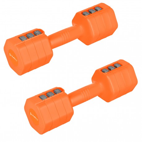 SURENKAMI HANTELIAI HL03 ADJUSTABLE DUMBBELLS ORANGE 2 x 2.5 KG HMS
