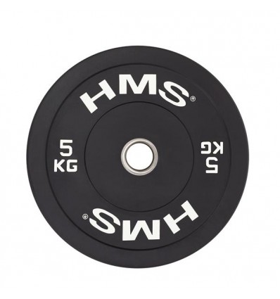 Gumuotas olimpinio grifo svarmuo BBR05 BLACK OLYMPIC PLATE - BUMPER 5 KG HMS