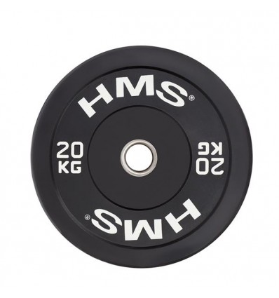 Gumuotas olimpinio grifo svarmuo BBR20 BLACK OLYMPIC PLATE - BUMPER 20 KG HMS