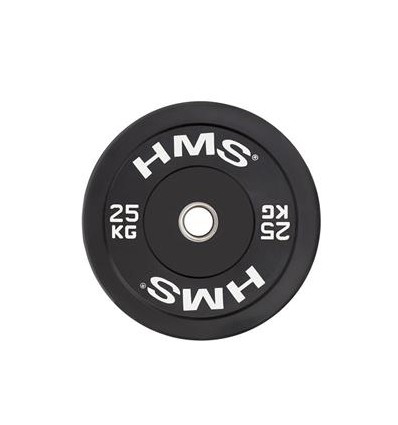 Gumuotas olimpinio grifo svarmuo BBR25 BLACK OLYMPIC PLATE - BUMPER 25 KG HMS