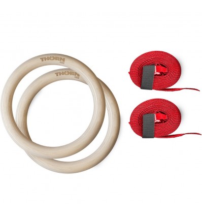 Gimnastikos žiedai Thorn + Fit Wooden Rings Ø32 set with bands
