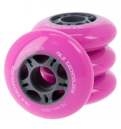 Ratukai riedučiams PU 76x24 82A PINK WHEELS (4 pcs) NILS EXTREME