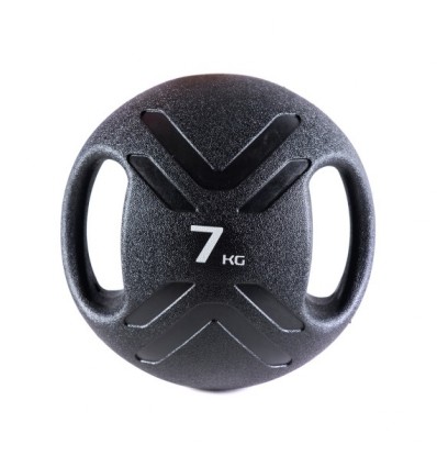 MEDICININIS KAMUOLYS SU RANKENOMIS MULTI GRIP MEDBALL BLACK 7kg