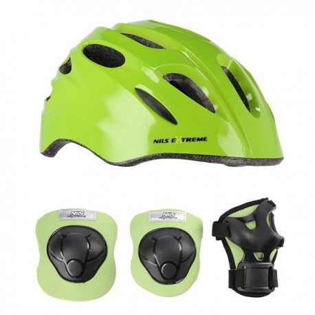 MTW01+H210 GREEN SIZE XS HELMET WITH PROTECTORS SET NILS EXTREME