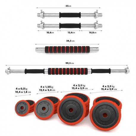 Svorių ir grifo rinkinys SGGX30 DUMBBELL SET-BARBELL 30KG HMS