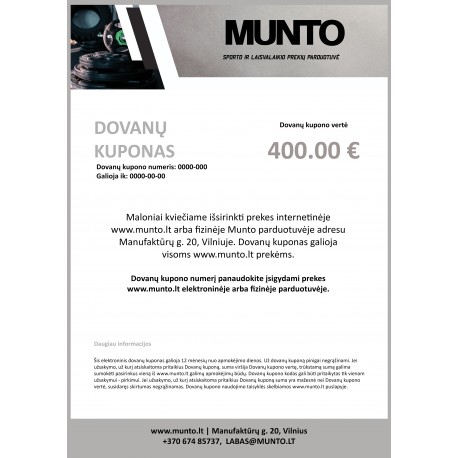 Elektroninis Dovanų kuponas 400 EUR