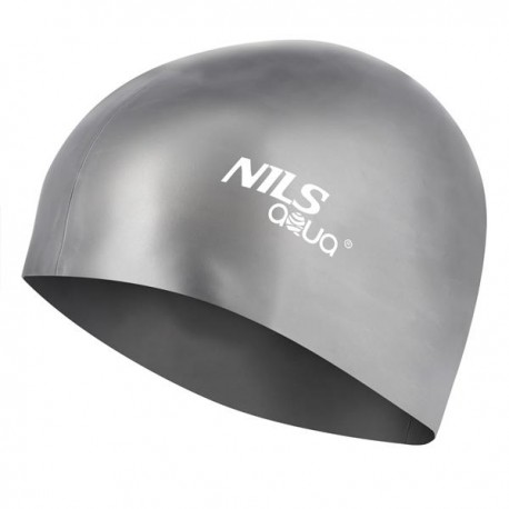 SILICONE SOLID COLOR G107 GREY SWIMMING CAP NILS AQUA