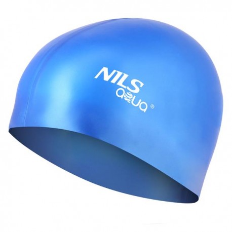 SILICONE SOLID COLOR SH71 SHINY BLUE SWIMMING CAP NILS AQUA