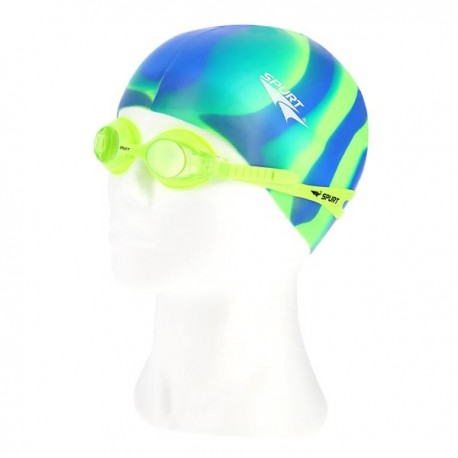 Plaukimo kepuraitė ir akiniai SET SIL-20 AF L.GREEN + MI 4 ZEBRA SPURT