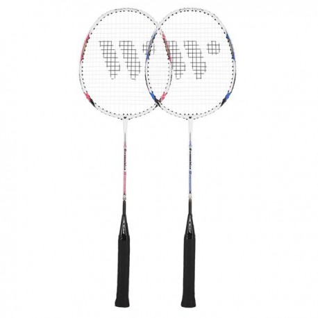 BADMINTONO RAKEČIŲ RINKINYS STEELTEC 9K BADMINTON SET RED+BLUE/WHITE WISH