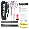 BADMINTONO RAKEČIŲ RINKINYS ALUMTEC 5566 BADMINTON SET RED+BLUE/WHITE 4 PCS +3 PCS SHUTTLECOCKS+NET+LINES WISH