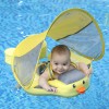 Plaukimo plūduras kūdikiams geltonas Mambobaby Chest Float with Canopy&Tail-Duck-Yellow