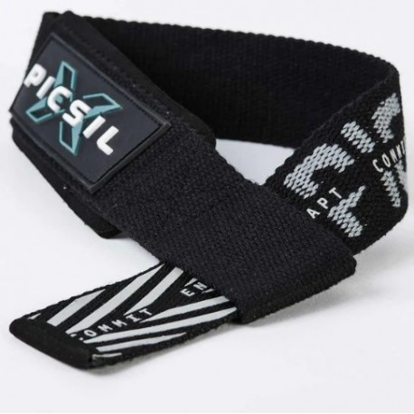 Svorių kilnojimo dirželiai Picsil Weightlifting Straps 0.2 Black